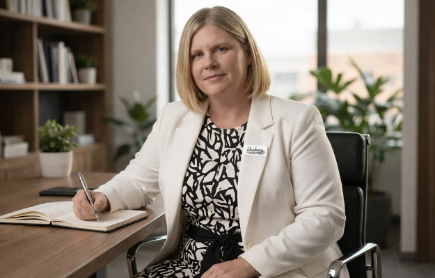 Interim-HR-Beraterin von Dashing Consulting arbeitet am Schreibtisch an HR-Prozessen im Rahmen einer Interim-HR-Lösung.