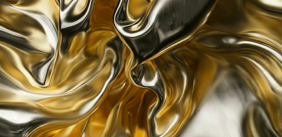 Abstrakte, goldfarbene Metallstruktur als visuelles Symbol für gezielte Kandidatenidentifikation und effizientes Active Sourcing mit DashingGOLD.